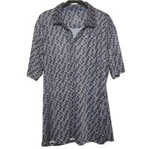 Men's Performance Polo Shirt Size Large Geometric Print Stretch Preppy‎ Golf